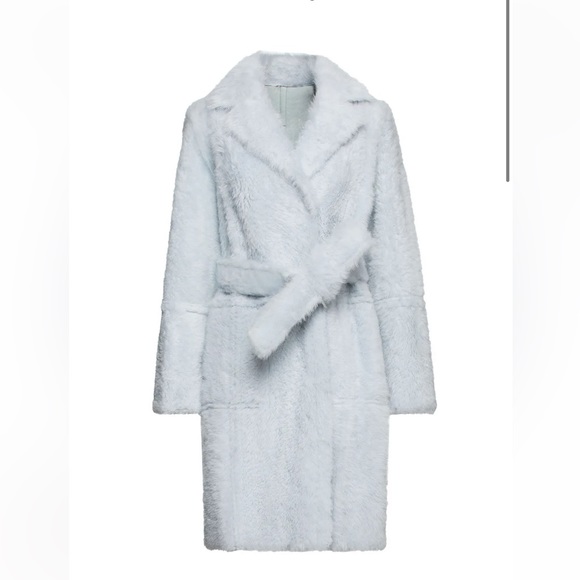 Yves Salomon belted blue shearling fur coat - Picture 3 of 12